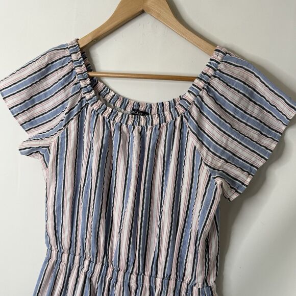 J.Crew Mercantile Dress Size M Striped Off The Shoulder Short Sleeve Americana - Picture 3 of 11